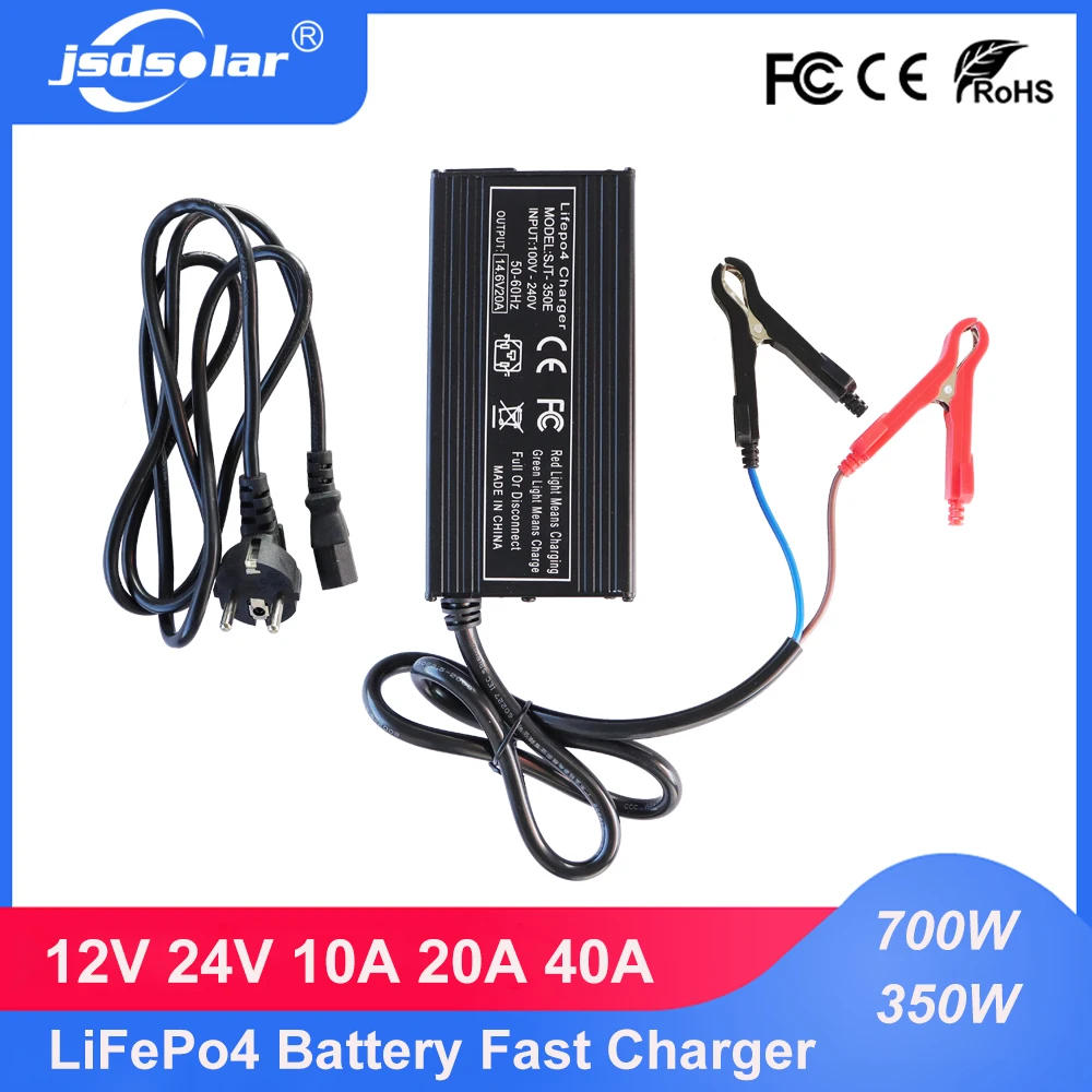 12V 24V 10A 20A 40A LiFePO4 Battery Charger 700W High Power Fast Charger Battery Adapter for LiFePO4 Lithium