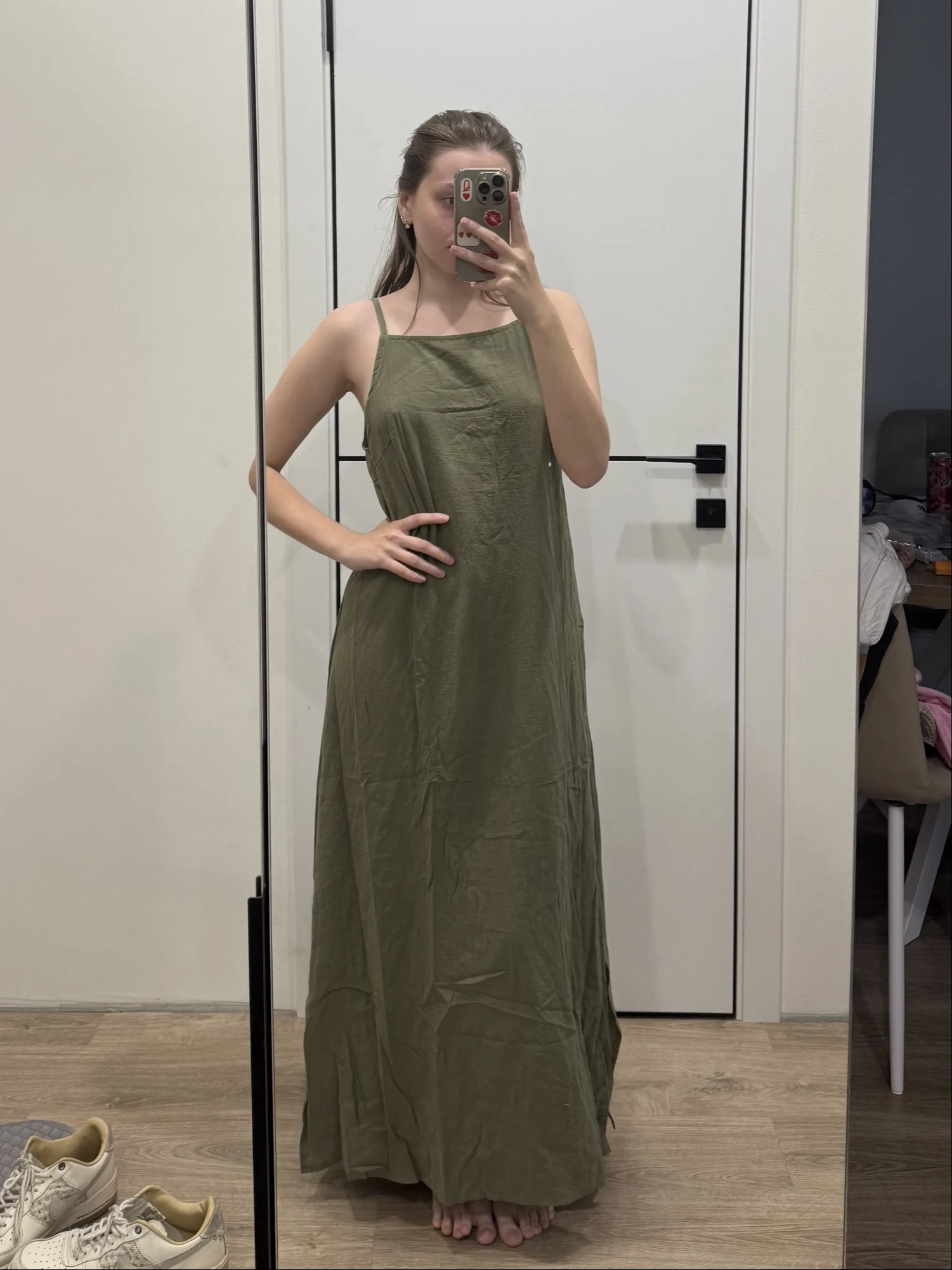 Luxe Cotton Linen Maxi Slip Dress Side Split Summer Style photo review