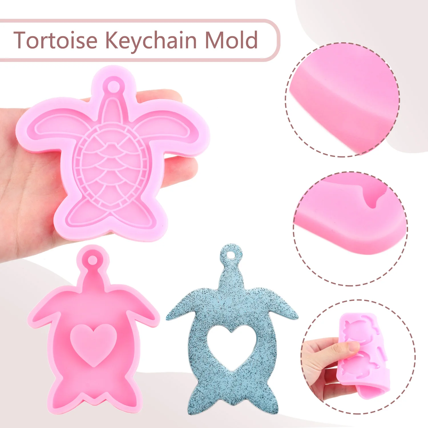 Moule Resine Epoxy En Tortue Moule Silicone, Moules En Silicone Avec Trous En Tortue Mer, Pendentif Animal Réutilisable Bricolage Pour Mur, Porte, Décoration Noël Flexible