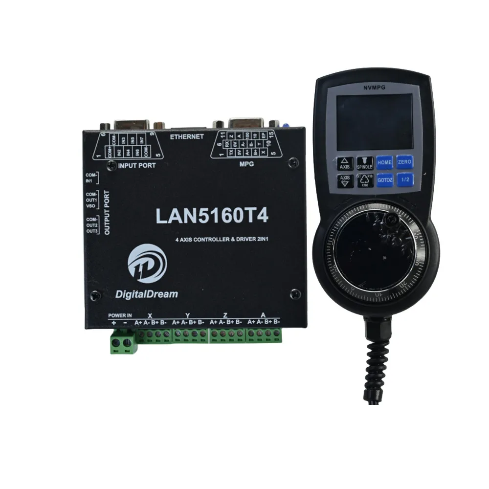Nuovo Arrivo In Stock 4-Axis Cnc Ethernet Mach3 Control Card Drive Sistema Di Controllo Del Movimento Integrato Con Volantino Cnc Con Ciondolo Mpg