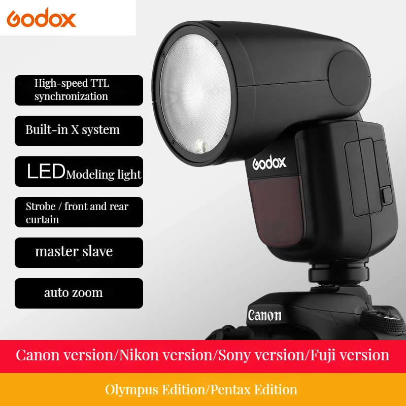 Godox V1 Speedlight V1C V1N V1S V1F V1O V1P TTL HSS 1/8000s Li-ion Battery  Speedlite Flash for Canon Nikon Sony Fuji Pentax - AliExpress