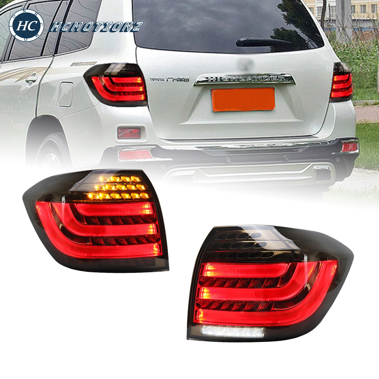 

HCMOTIONZ LED TaiL Lights Assembly for Toyota Highlander 2010 2011 2012 2013 2014 DRL Rear Lights Car Back Lamps Accessories