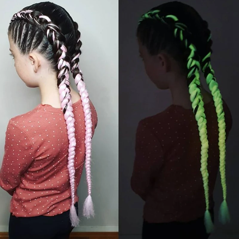 Desire for hair 24 inch glowing hair in darkness synthetic lightenning jumbo braiding extensions braided braids