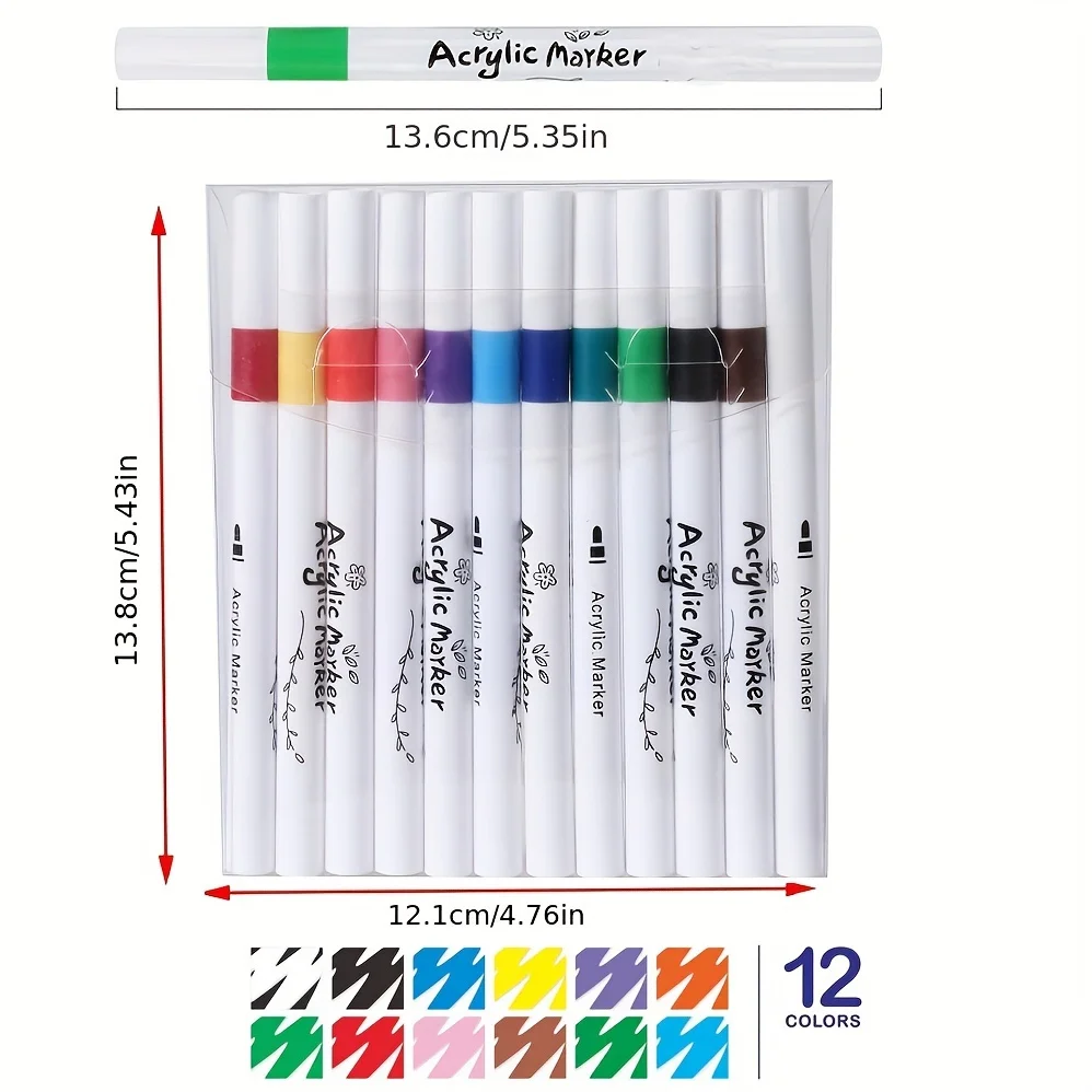 Quick Dry Acrylic Paint Pens Waterproof Fine Tip for Canvas Wood Glass DIY Art Drawing Ergonomic Design for Adults Students Gif paint marker pen,acrylic paint markers,art marker pens,art markers,paint marker pens