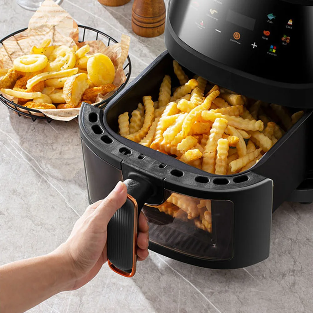 8L 1350W Black Touch Screen Smart Visual Air Fryers Large Capacity Rapid Oil-Free Air Technology for Extra Crisp 2