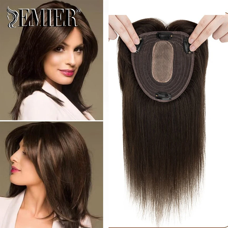 12x13CM Hair Toppers Real Human Hair Toppers For Women Middle Part With Bangs Clip in Hairpiece human hair extensions