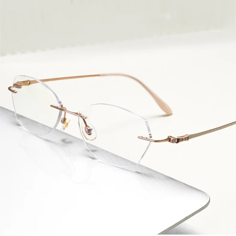 Chashma Ottica Women's Rimless Butterfly Titanium Eyeglasses 416009 Image 4