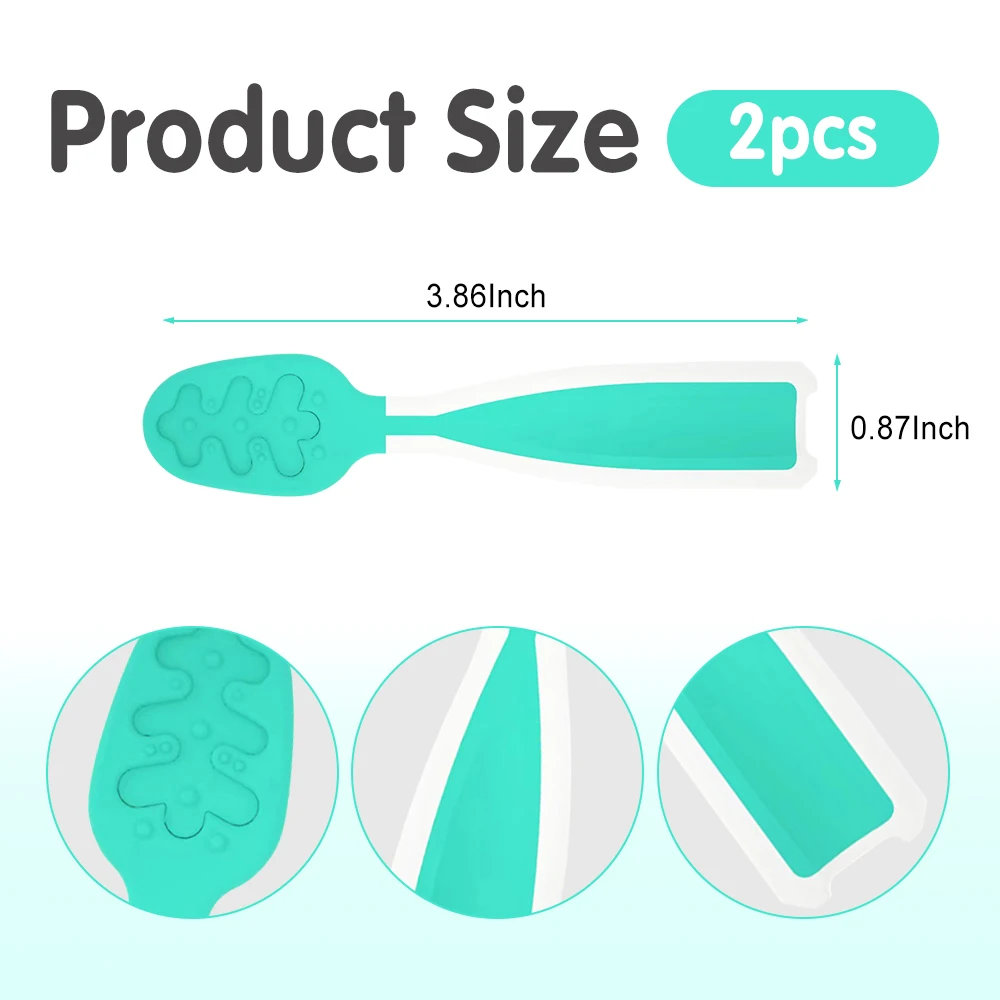 AnGku Safe & Stylish Baby Pre-Spoon Set with Ergonomic Design For 6-12 Months Perfect Baby Products for On-the-Go learning spoons,fork spoon set,baby cutlery