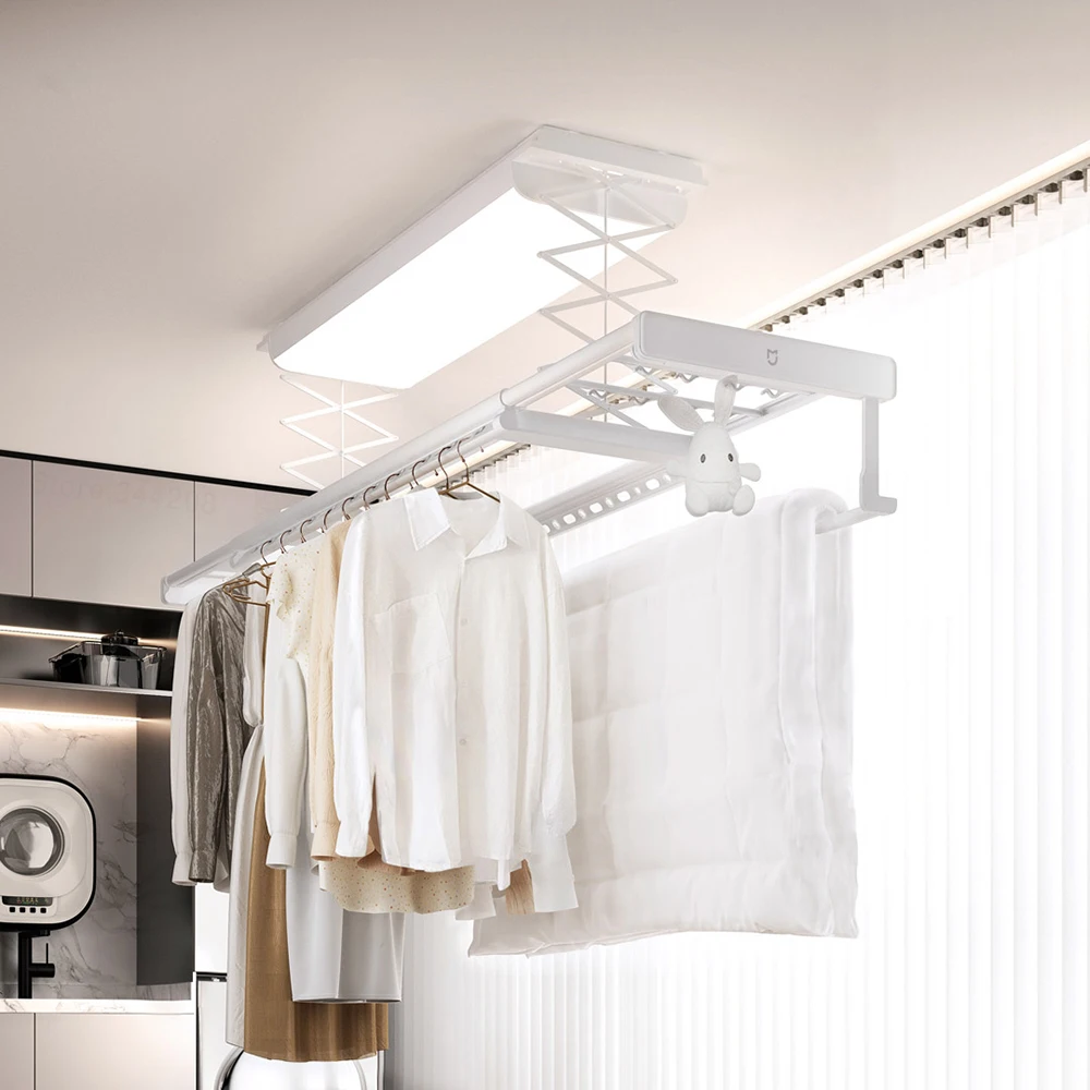 Stendibiancheria Elettrico A Soffitto CHFUNE - Telecomando, Carico 35 Kg, Luce LED, Regolabile In Altezza