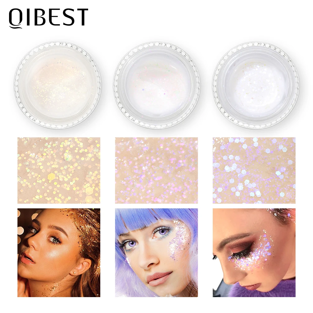Fine Shimmer Gel Chameleon Sequin Eyeshadow Highgloss Glitter Nail Hair Body Face Multifunction Makeup Decoration Party Festival 2