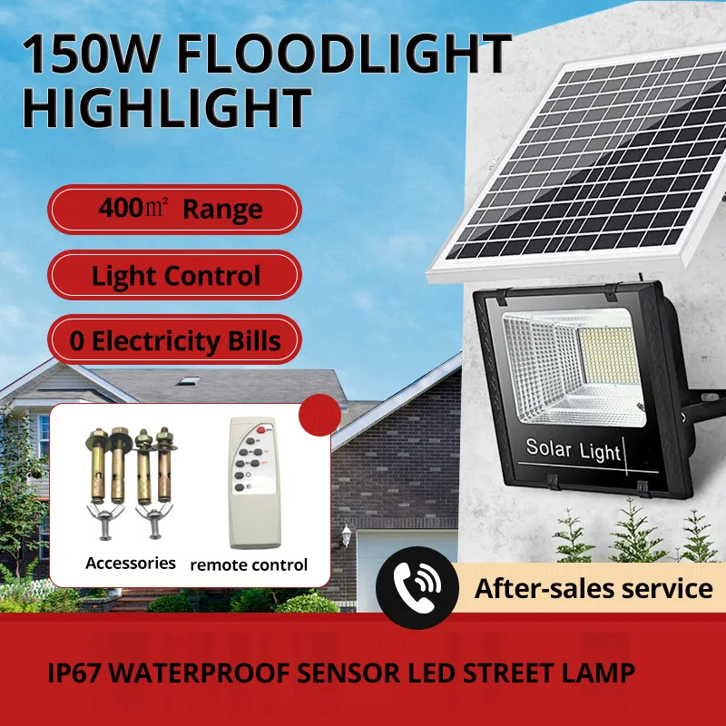 

1500W Solar Floodlight Home Induction Garden Light LED Outdoor Street Light Lighting Waterrpoof With Remote Control For Courtyar