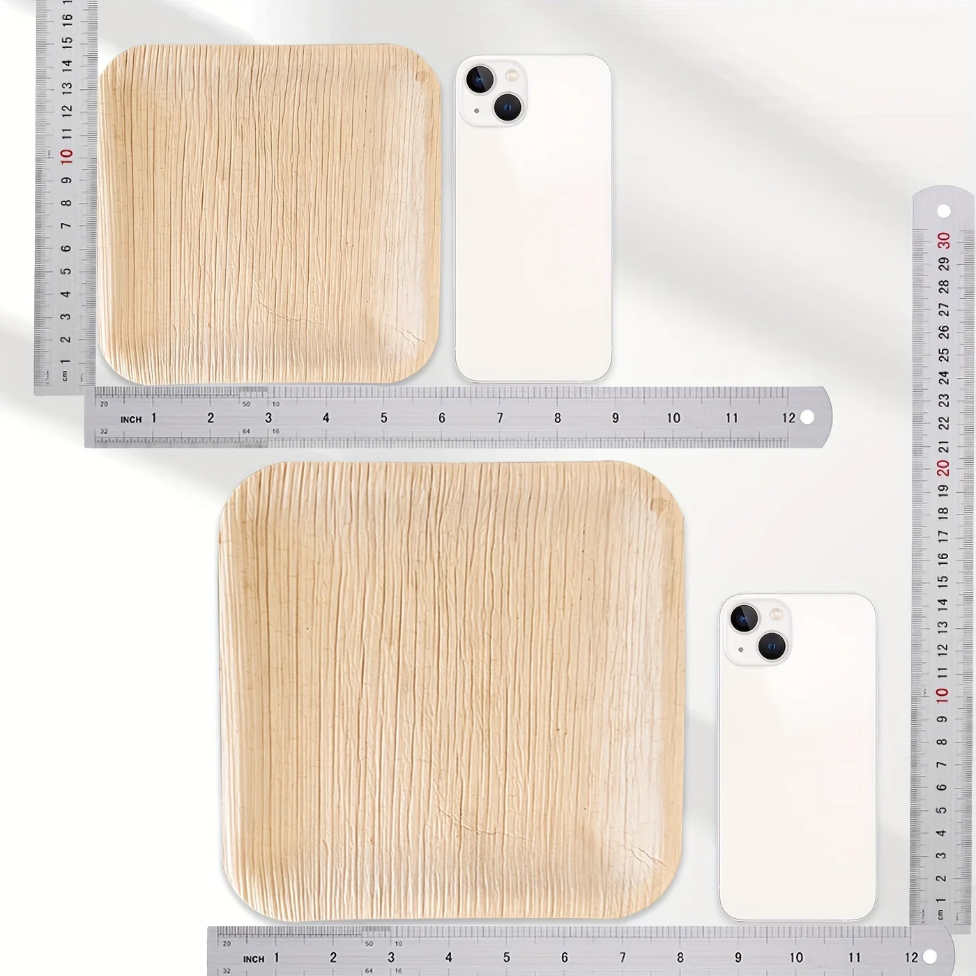 Disposable palm leaf meal plates, 24 pieces each, 6+8 inches
