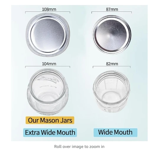 2-Pack 128oz Extra Wide Mouth Mason Jars 1 Gallon Glass Large Storage Jars with Airtight Lid for Food Storage Curing Fermentatio 3