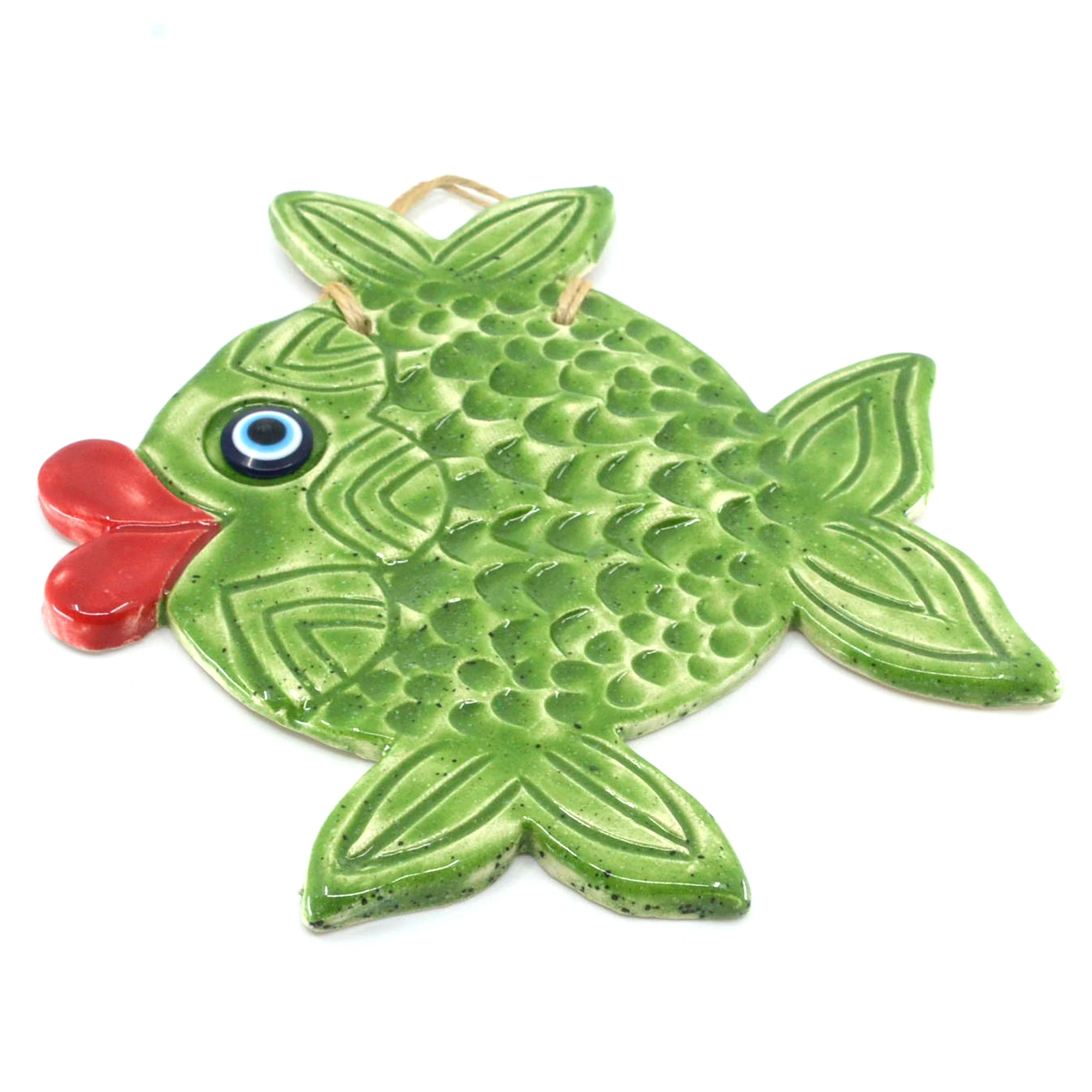 

Handmade Ceramic Green Fish Home Garden Balcony Tree Office Decoration Ornament Gift Products To Be