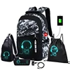 Student School Backpack Luminous USB Charge School Bags For Teenager Boys Girls Anti-Theft Children's Schoolbags Laptop Backpack 1