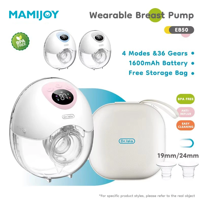 MAMIJOY Wearable Electric Extractor 4 Modes 36 Suction Levels Hands Free Breast Pumps Milk Collector With Travel Bag_voghion.com