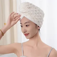 Microfiber Hair Towel Wrap Thickened Coral Velvet Cationic Dry Hair Cap Water Absorption and Quick Drying Striped Bath Cap 5