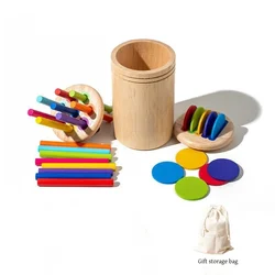Wooden Montessori Color Sorting & Shape Matching Sensory Puzzle for Toddlers' Early Education (2 in1)