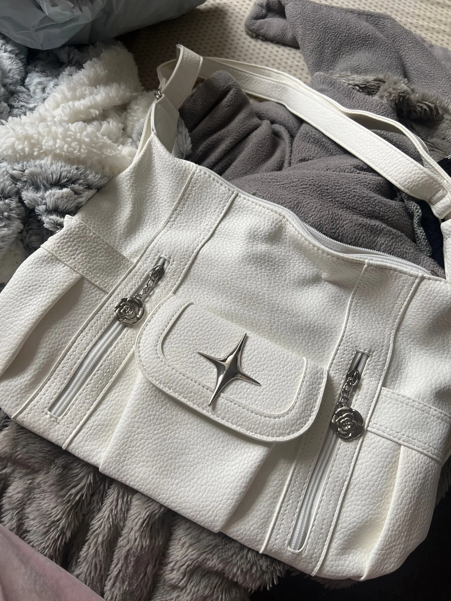 White Leather Y2k Bag, customer photo