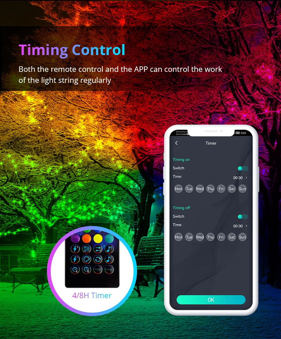 BLE RGB Fairy String Light for Christmas Tree Party 5m 10m Dreamcolor LED Strip