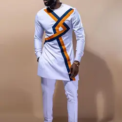 Dashiki T-shirt Men's Summer and Autumn Round Neck Three-quarter Sleeve Print African Ethnic Style Casual Men's Suit M-4XL