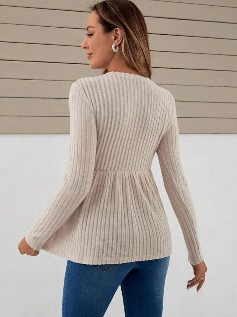 Maternity Clothes Long Sleeve Blouse T-Shirts Tees Spring Autumn Loose Casual Pregnant Women O-Neck Blouse Shirts Pullover Tops 2