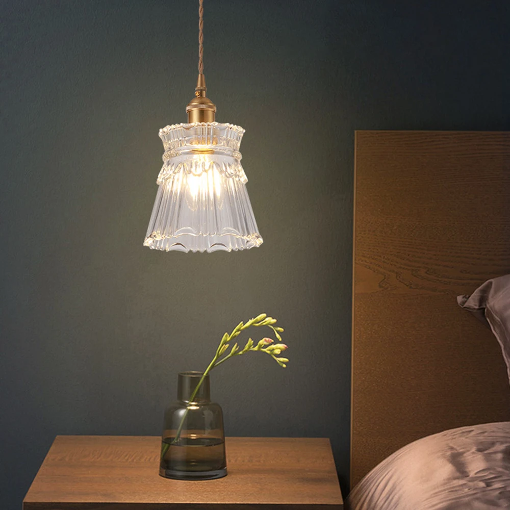 

Modern Glass Pendant Light for Bedroom Home Kitchen Dining Room Hanging Lamp Flower Luminaire Chandelier Nordic Lighting
