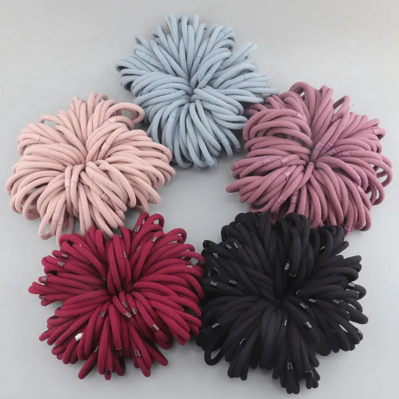 

100 Pcs Thick High Elastic Hair Loop Headband for Adult Women Basic Hair Binding Rubber Band Ponytail Hair Rope Hair Accessories