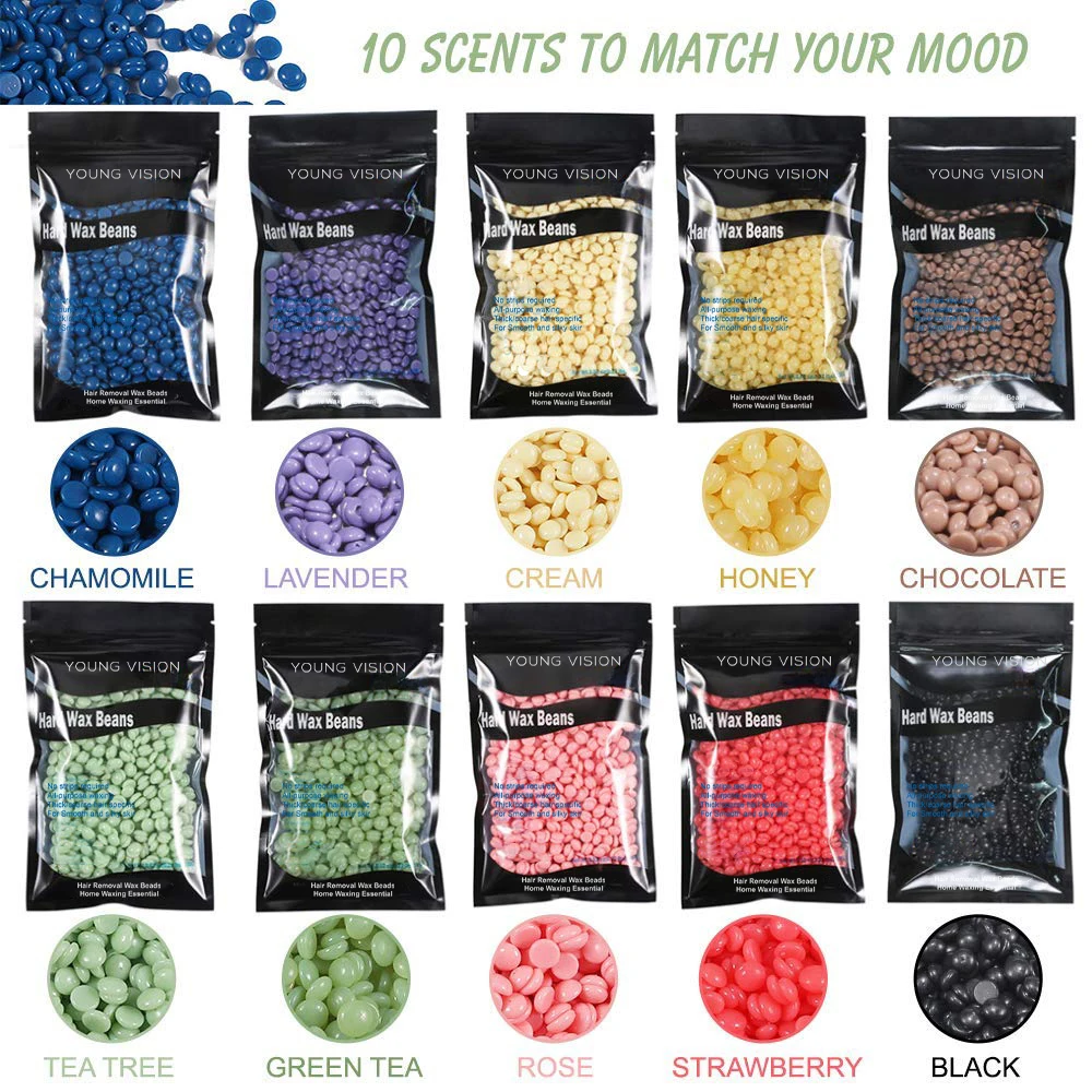Wax Beads Hair Removal,Wolady 1000g Painless Hard Wax Beans,Hot Kit with 20 Applicators for Full Body, Face & Bikini Areas