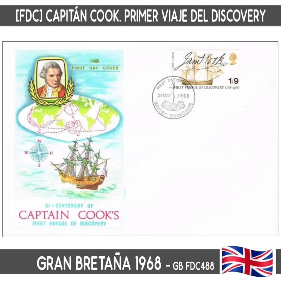 D0121 # Gran Bretagna 1968. Fdc Captain Cook Endeavour (N)