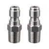 Pressure Washer 1/4 Inch Quick Plug Connector To Spray Gun Wand Lance Adapter Stainless Steel Quick Disconnect Release Fitting 6