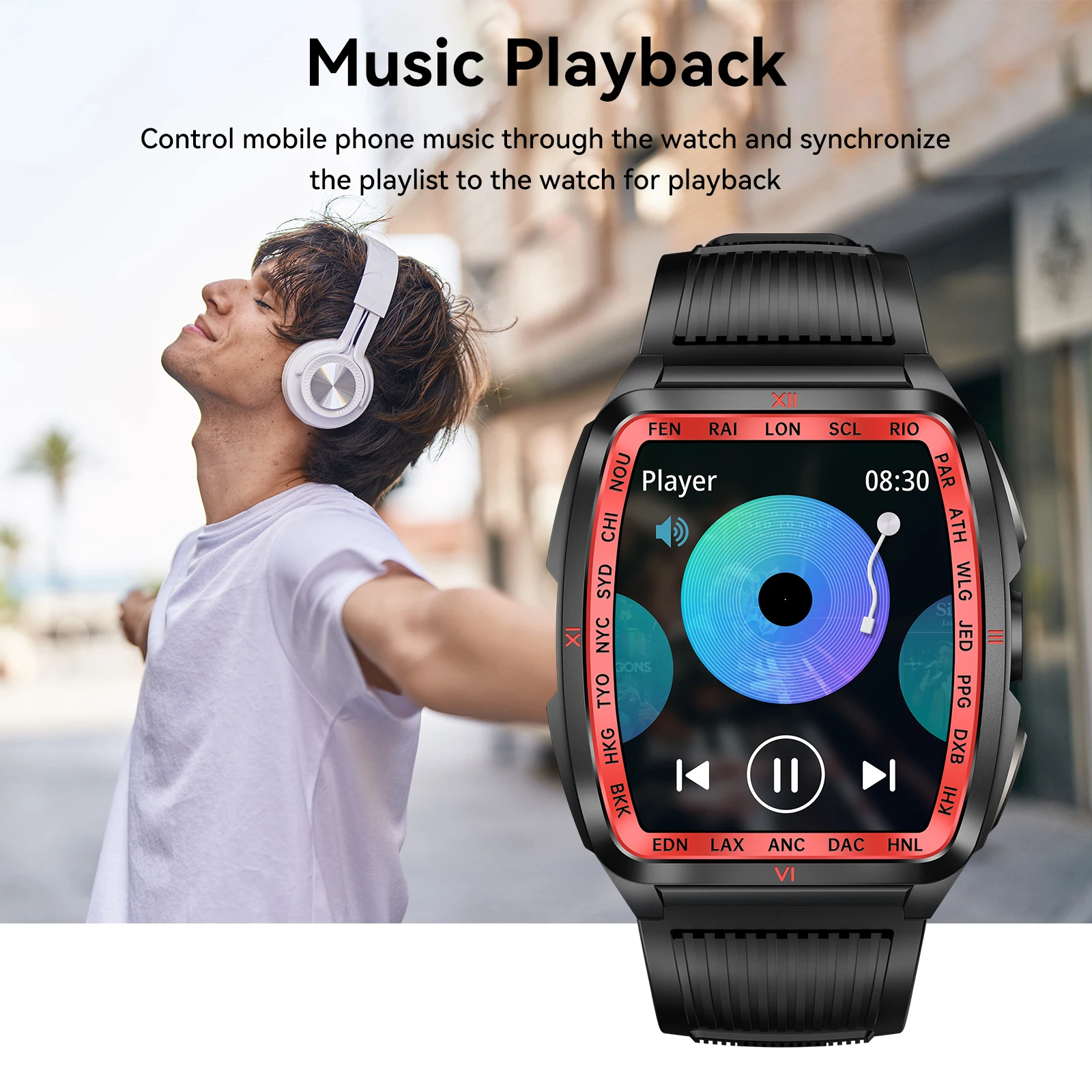 LaNikar New Military Smart Watch for Men1.8'' HD Barrel Screen 50M Waterproof LED Flashlight Fitness Tracker Heart Rate Monitor 5