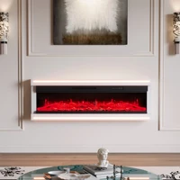 Cheminée électrique murale avec éclairage d'ambiance LED, 50 pouces, flamme de bois simulée 12 couleurs. 2