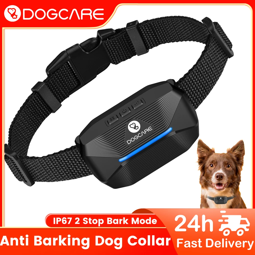 DOGCARE Anti Barking Dog Collar IP67 Waterproof Barking Shock Collar LED Indicator Dog Stop
