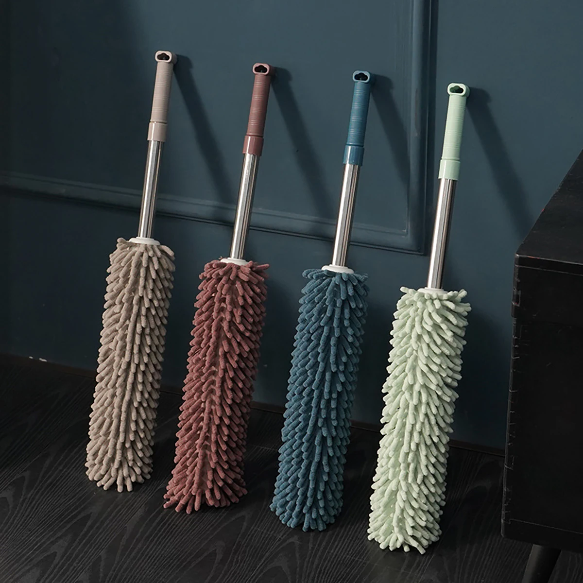 Feather Duster Extendable Handle Telescopic Dust Brush Cobweb Brush Catcher Mites Gap Dust Car Home Cleaning Tools 1pc