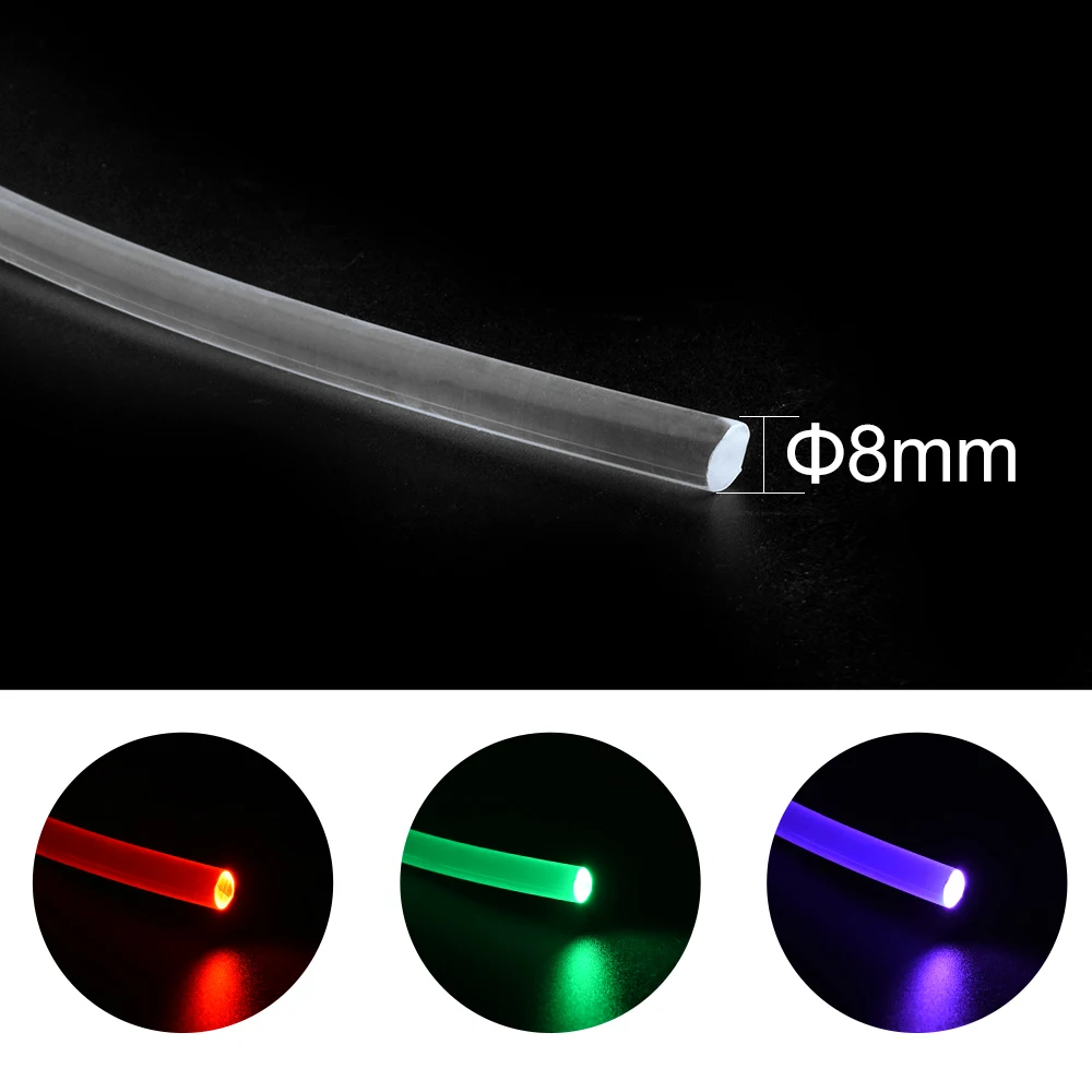 

5M side glow transparent solid core optical fiber cable 2mm/3mm/5mm/6mm/8mm/10mm/12mm