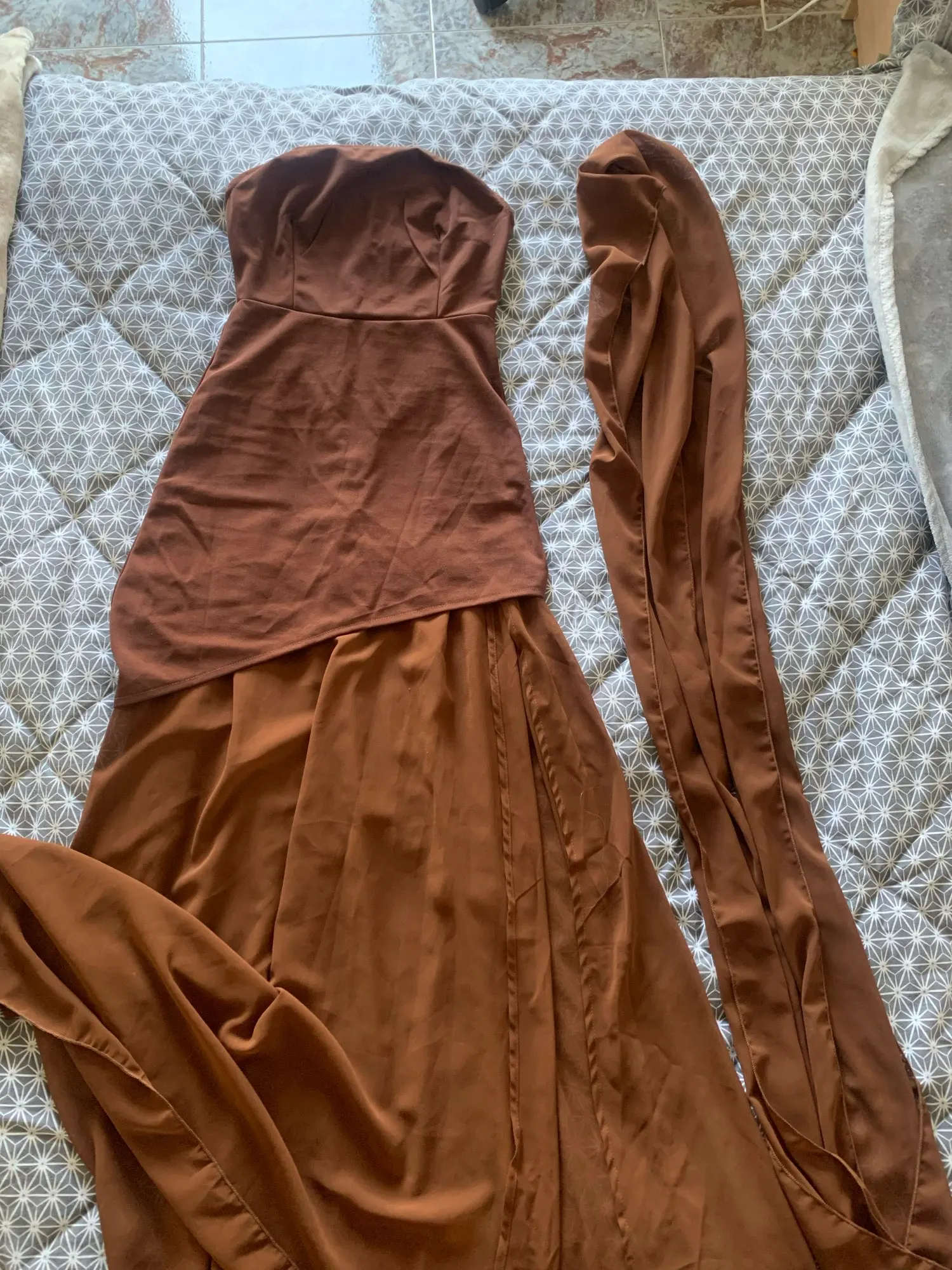 Stunning Ankle-Length Strapless Summer Dress with Patchwork photo review