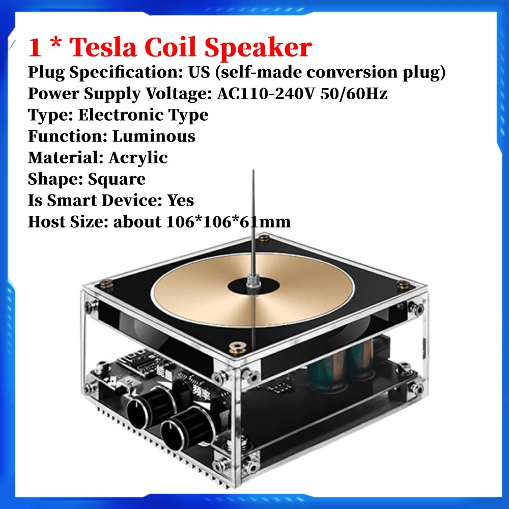 Haut-parleur Plasma sans fil à bobine Tesla, compatible Bluetooth  AC110-240V, appareil de Test d'impulsions à haute tension pour  l'enseignement des sciences - AliExpress