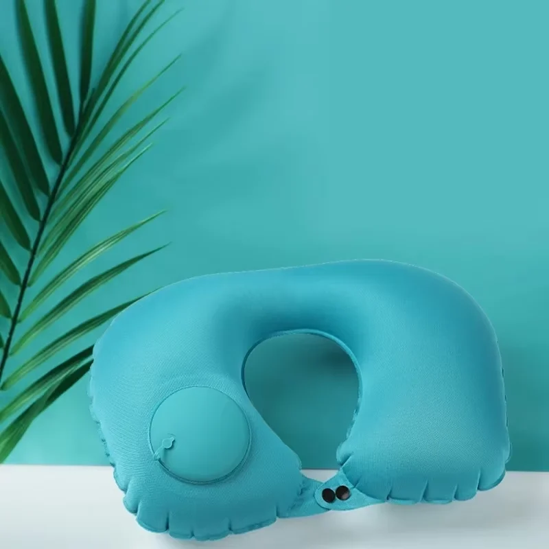 Nap Pillow Press Inflatable Travel Outdoor U-shaped Neck Pillow Milk Silk Inflatable