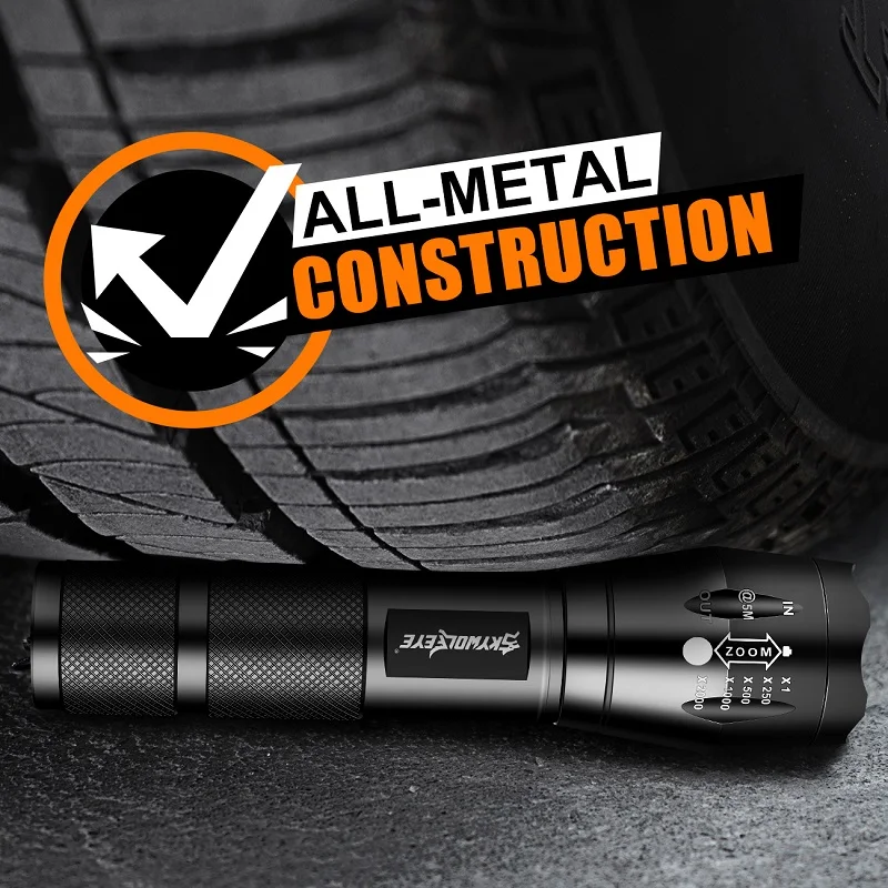 Super Bright Tactical LED Flashlight with Zoom