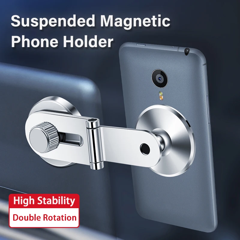 

2024 New Car Cellphone Suspended Strong Magnetic Holder for Magsafe Car Double Rotation Foldable Mobile Phone Stand for iPhone