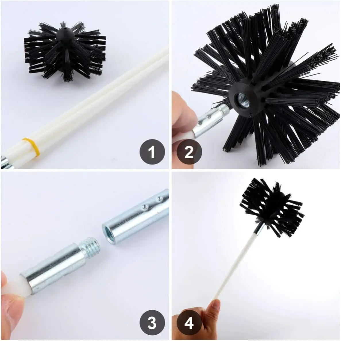 1-37 Pcs Flexible Chimney Sweep Set 12-50 Feet for Flue Sweeping Brush & Rod Kit Soot Cleaning Rods Nylon Brush Cleaning Tool 3