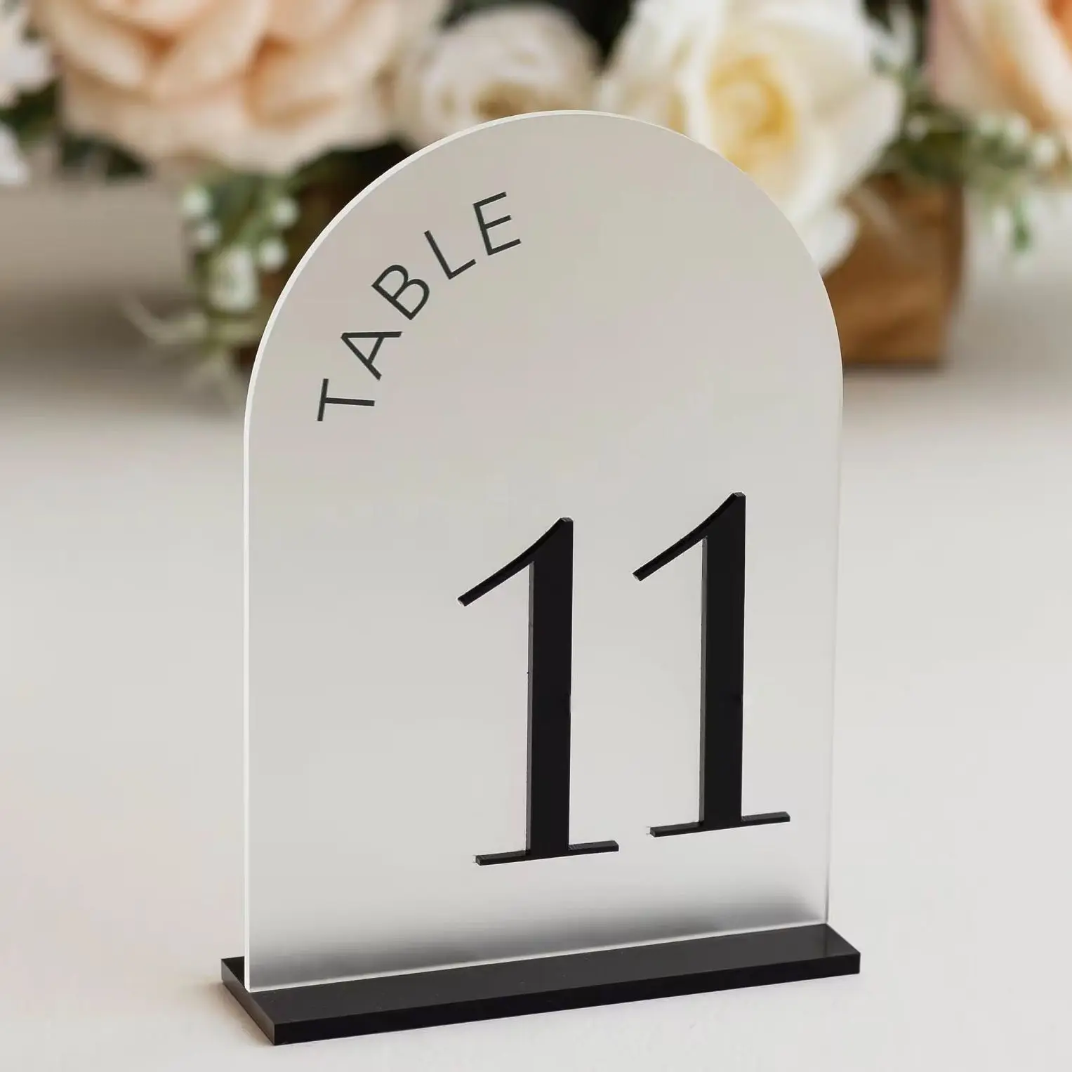 Frosted Arch Acrylic Table Numbers Table Signs Wedding Decor Wedding Signage Black Numbers Reception Decor