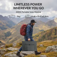 Panneau solaire portable NEWSMY 200W, 24,3% d'efficacité élevée, cellules BC, étanche IP65, sorties MC4/XT60/DC, design pliable, 4 pieds de support pour camping, camping-car et alimentation d'urgence, compatible avec les stations d'alimentation. 6