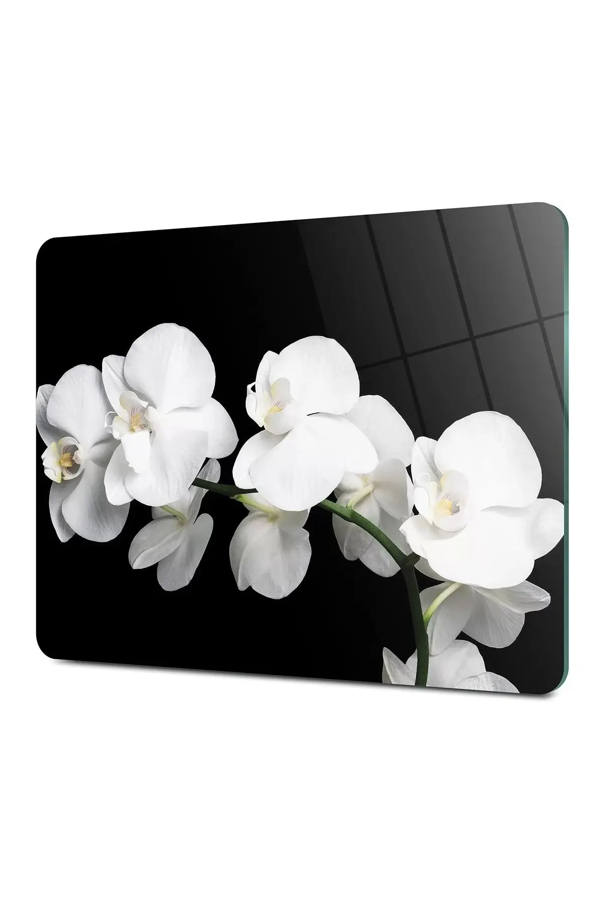 

Modern Healthy Decorative Glass Cutting Board White Orchid Patterned Rectangular Glass Cutting Board 20x30/30x40cm Fast Shipping