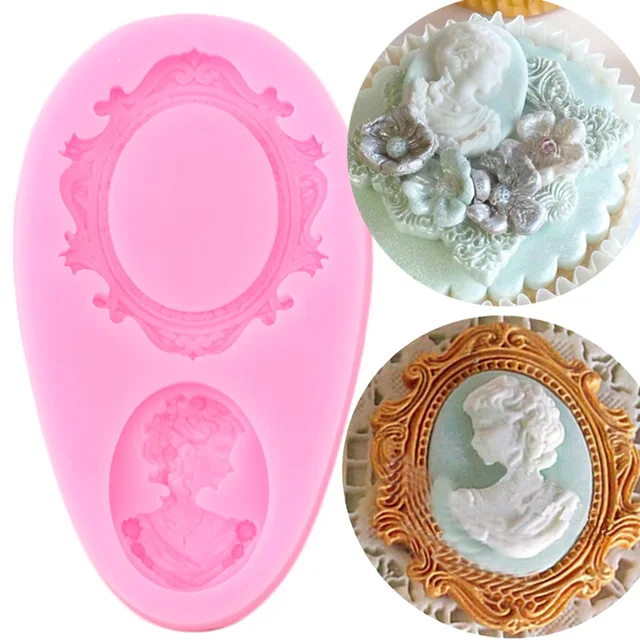 Retro Keret Szilikon Penész Diy Tükör Fondant Sütemény Díszítő Szerszámok Csokoládé Gumpaste Penészek Konyhai Cukorka Gyanta Agyag Formák - Image 2