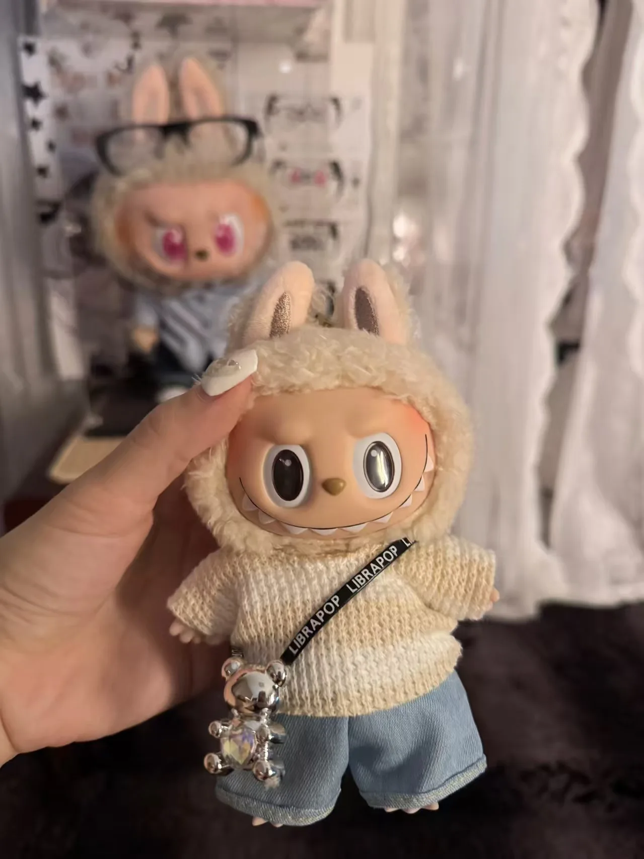 Labubu V1/V2 Doll Clothes: Strap Pants & Skirt Overalls Set with Accessories photo review