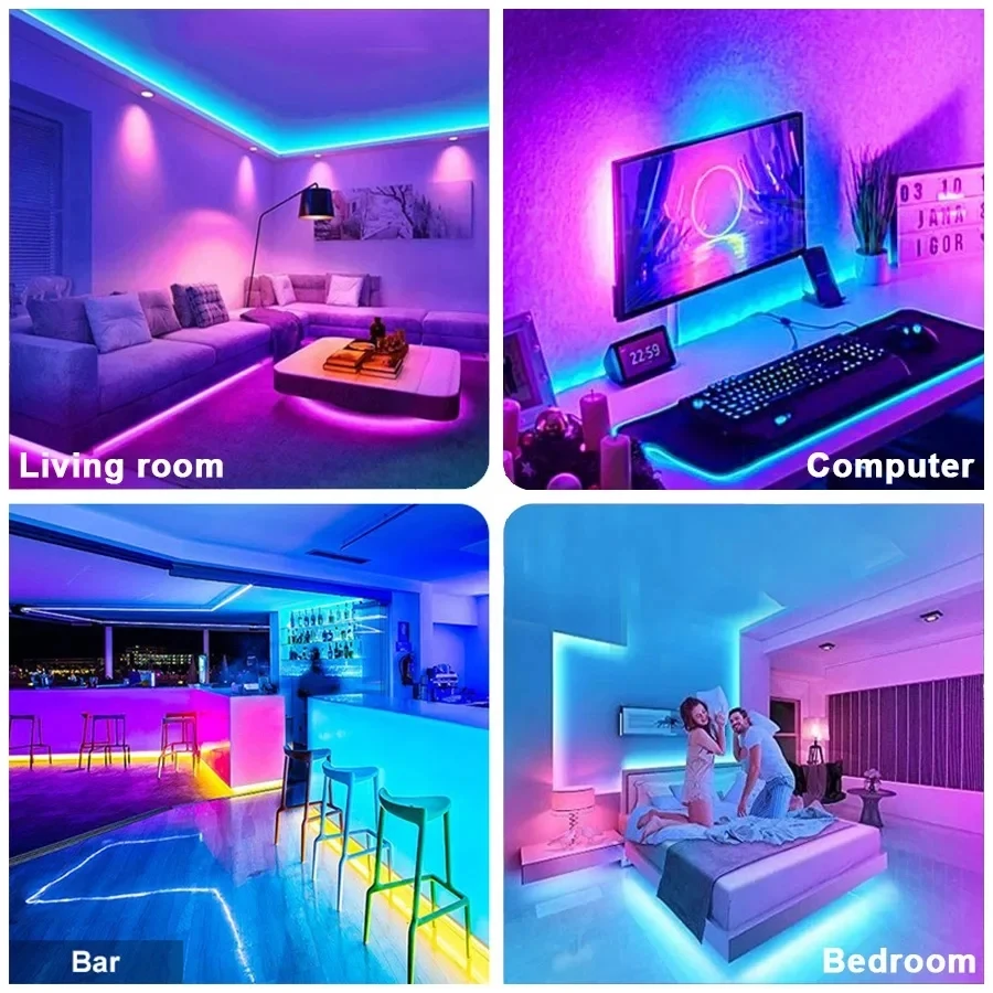 Led Strip Lights RGB 5050 Led Strip Lights 5V USB 24Keys Bluetooth Wifi Control Flexible Ribbon Color Change Led Lamp Tape for Room Decoration