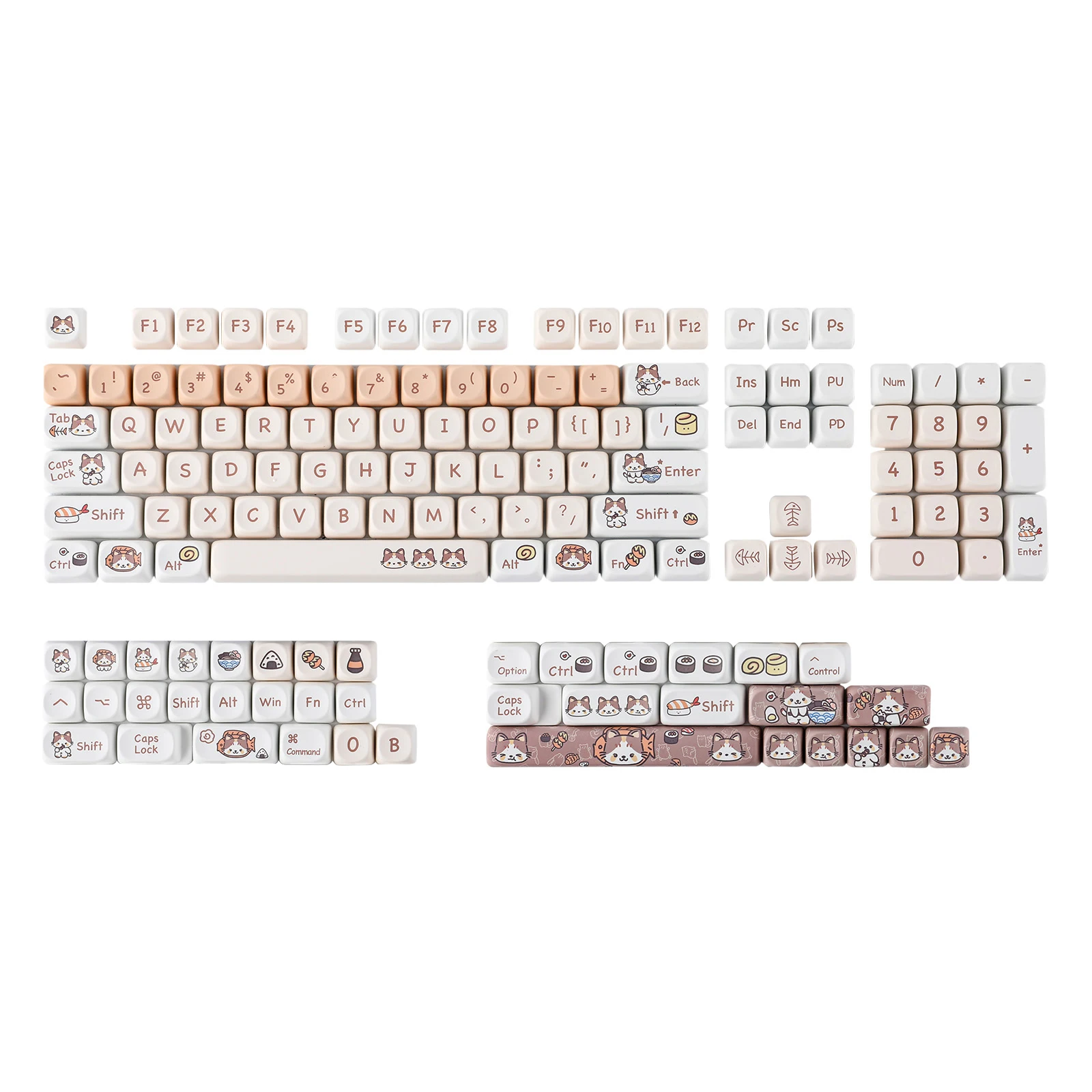 Epomaker Meow Sushi Dye-sublimação Pbt Moa Perfil Keycaps Grupo Teclado Gaming Mecânico Compatível com Layout Ansi 143 Chaves