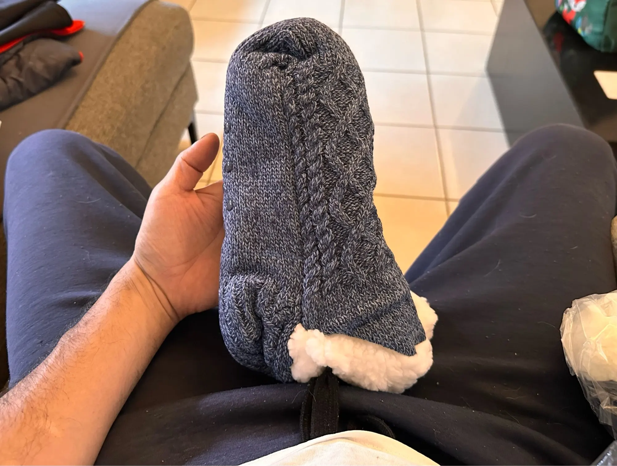 Indoor Floor Socks | Anti-Slip Slipper Socks with Sherpa Lining | V-Design Ballet Style